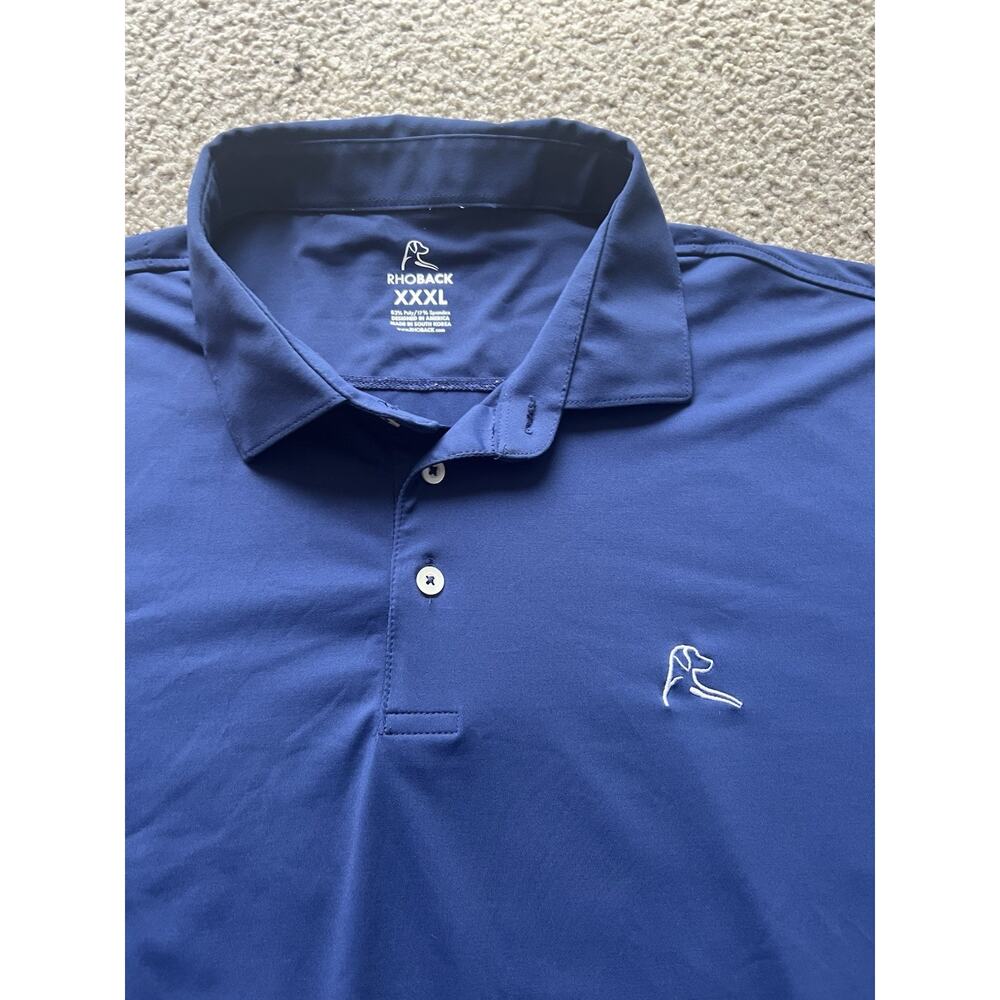RHOBACK Performance Polo Shirt, Men’s Size 3XL Navy Fleet Blue, Golf Stretch